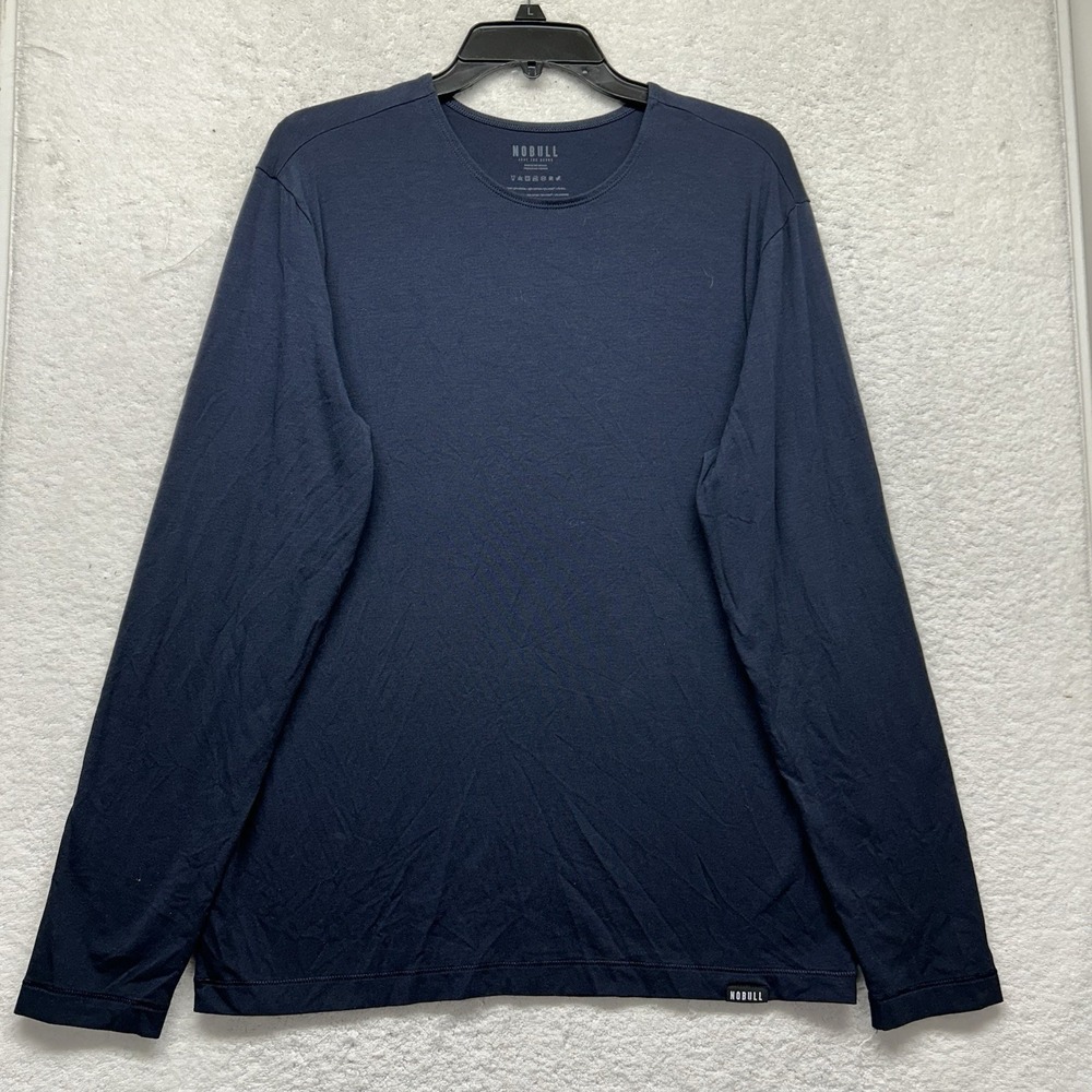 No Bull Mens Size L Blue Long Sleeve Cotton Modal Athletic Shirt (M3)
